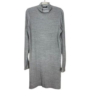 Bassike Rib Funnel Neck Dress Grey Marl size Small NWT